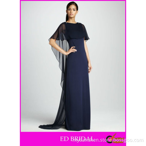 A-Line/Princess Bateau Neckline Floor Length Cape Evening Dress Formal